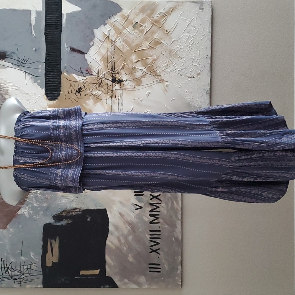 NWT Japna Blue Boho Wide Leg Ruffle Bottom Jumpsuit Women S